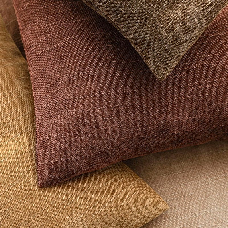 Foindtower Set of 2 Soft Textured Chenille Throw Decorative Pillow Covers Square Accent Solid Cushion Cover Neutral Farmhouse Pillow Case for Couch Sofa Bedroom Living Room 26x26 Inch,Golden Brown - Image 4
