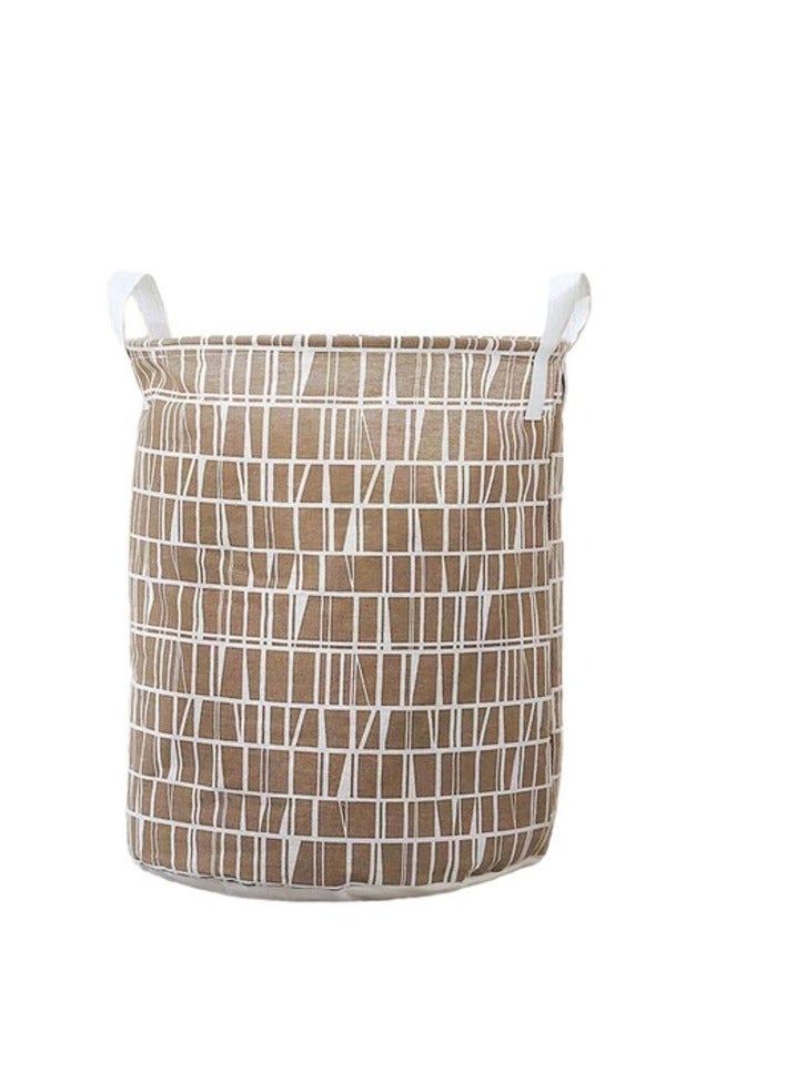 DEO KING Foldable Lattice Clothes Basket Brown 40*35cm - Image 1