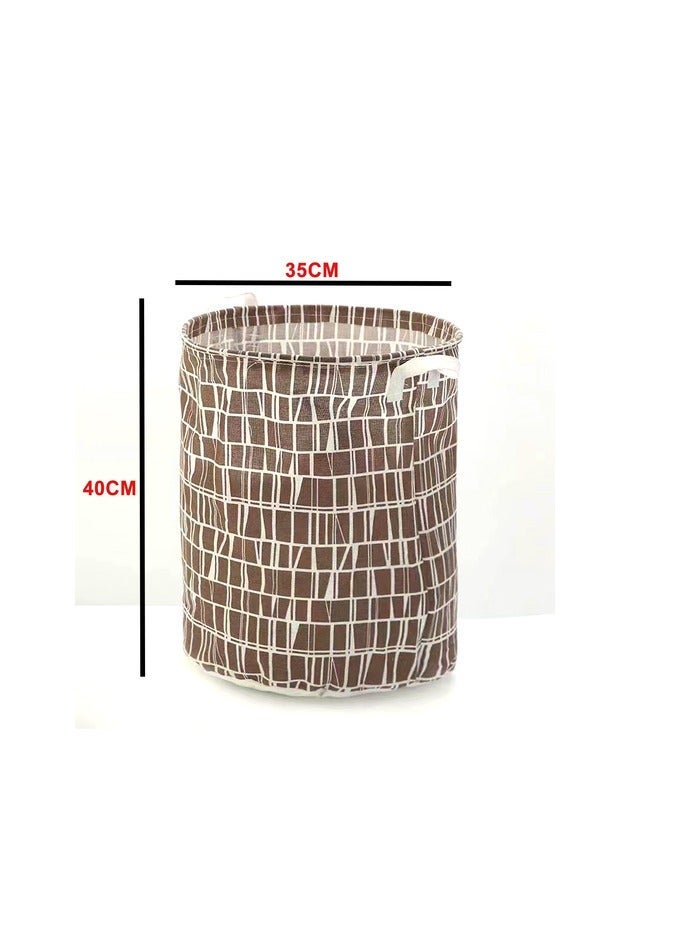 DEO KING Foldable Lattice Clothes Basket Brown 40*35cm - Image 2