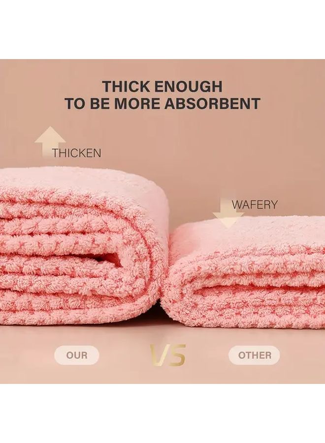 Large Super Absorbent Quick Dry Hair Towel Wrap 2 Pack Pink Microfiber Anti Frizz - Image 4