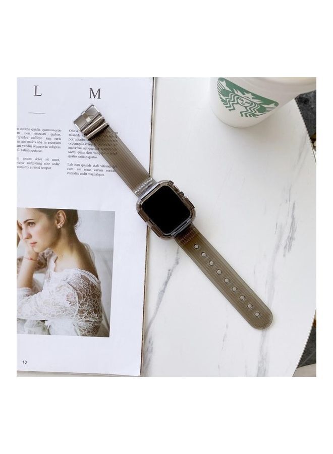 NIBEMINENT Candy Colour Transparent TPU Watchband for Apple Watch Series 3/2/1 38mm Brown - Image 1