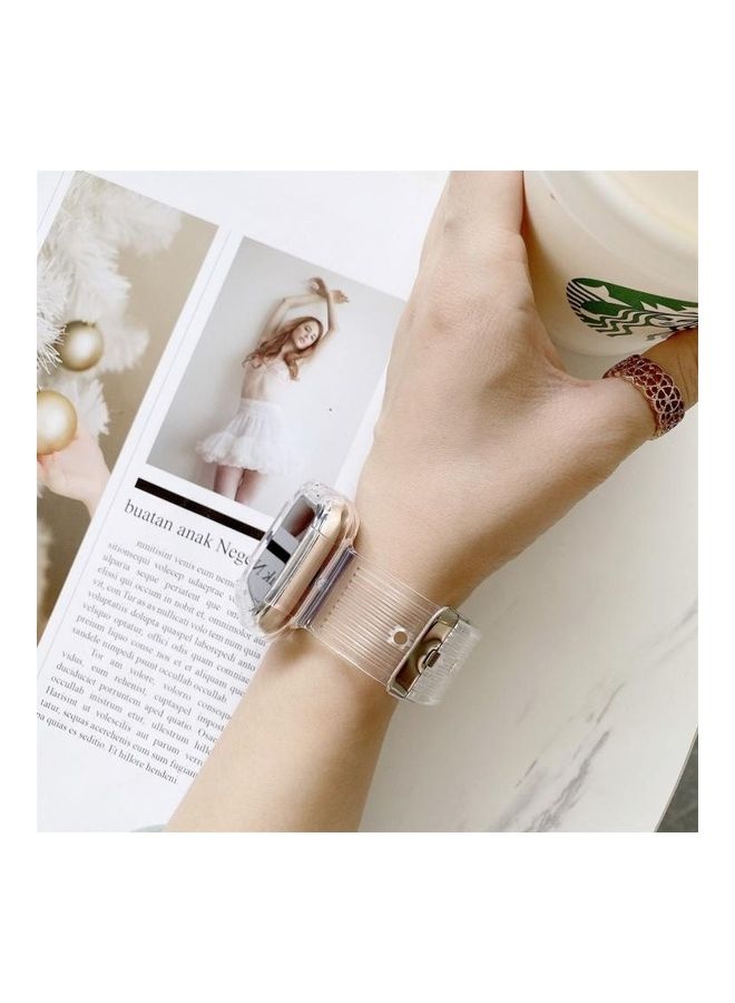 NIBEMINENT Candy Colour Transparent TPU Watchband for Apple Watch Series 3/2/1 38mm Brown - Image 4