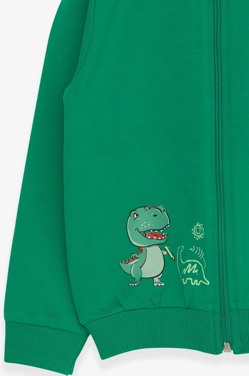 بريز Boy's Cardigan Skateboard Dinosaur Printed 1-4 Years, Green