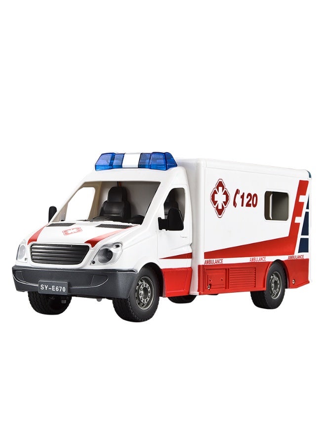 Double E E670-003 1:18 RC Ambulance Truck with Lights & Sound - Image 1