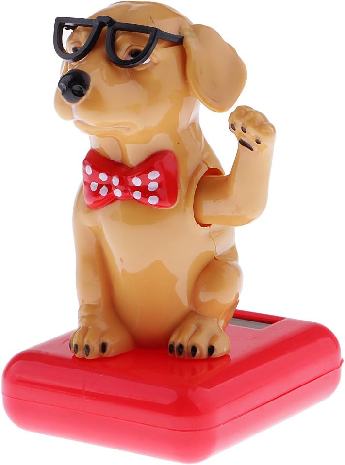 klarako Solar Powered Dancing Solar Powered Toy Car Home Dancer Bobble Toy Yellow Waving Dog - Image 1