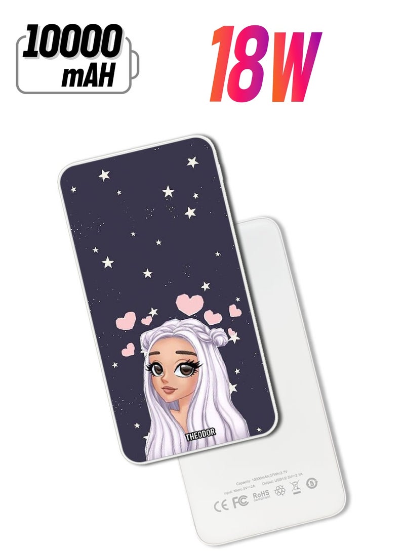 Theodor 10,000 mAh Super Fast Charging Ultra Compact Power Bank with Quick Charge & Power Delivery, Portable Charger For iPhone and Android Love Star Background - Image 1