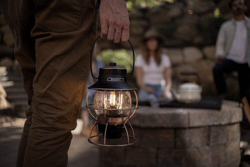 Barebones Railroad Lantern â€“ Antique Bronze, Vintage-Inspired LED Camping Lantern with Rechargeable Battery â€“ Adjustable Brightness Outdoor Light for Camping Gear, Backyard, and Home Decor - Image 4