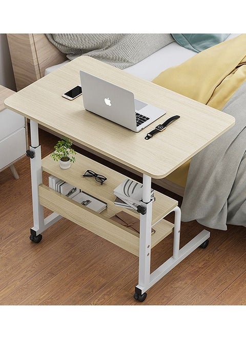 Laptop Table Desk Mobile Sofa Side Table Height Adjustable Computer Workstation Rolling Bedside Desk for Bedroom Living Room Office 80 X 40cm
