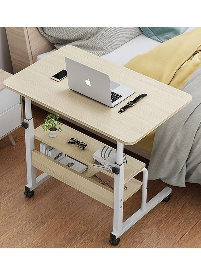 Laptop Table Desk Mobile Sofa Side Table Height Adjustable Computer Workstation Rolling Bedside Desk for Bedroom Living Room Office 80 X 40cm
