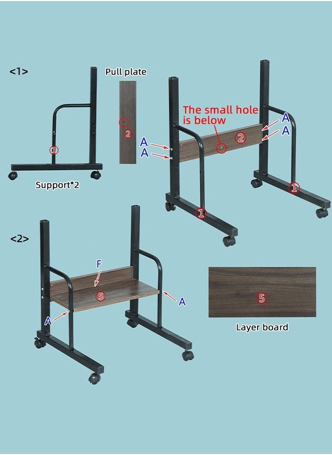 Laptop Table Desk Mobile Sofa Side Table Height Adjustable Computer Workstation Rolling Bedside Desk for Bedroom Living Room Office 80 X 40cm