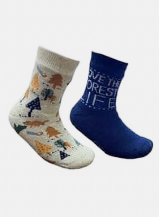 Set Of 2 Children's Trendy Long Socks, Full Towel