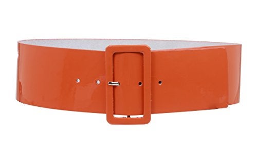 Beltiscool Ladies High Waist Patent Leather Wide Fashion Square Belt, Orange | XS/S - 28" - Image 5