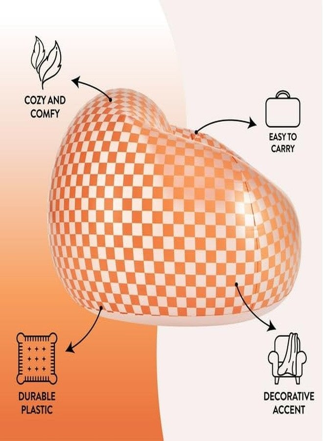 Idea Nuova Urban Lifestyle Inflatable Chair, Retro Orange/White Checkered Design,Comfy Seating for Teens and Adults, Ideal for Dorms, Bedrooms & Living Spaces - Image 2