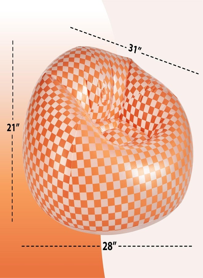 Idea Nuova Urban Lifestyle Inflatable Chair, Retro Orange/White Checkered Design,Comfy Seating for Teens and Adults, Ideal for Dorms, Bedrooms & Living Spaces - Image 4