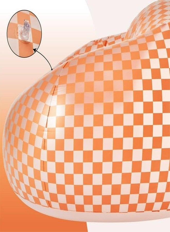Idea Nuova Urban Lifestyle Inflatable Chair, Retro Orange/White Checkered Design,Comfy Seating for Teens and Adults, Ideal for Dorms, Bedrooms & Living Spaces - Image 3