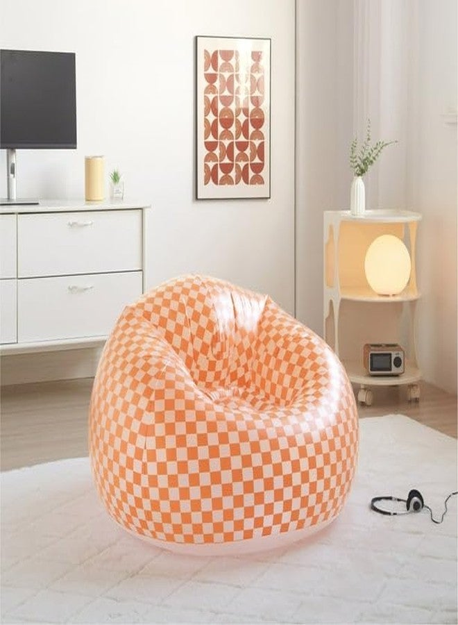 Idea Nuova Urban Lifestyle Inflatable Chair, Retro Orange/White Checkered Design,Comfy Seating for Teens and Adults, Ideal for Dorms, Bedrooms & Living Spaces - Image 5