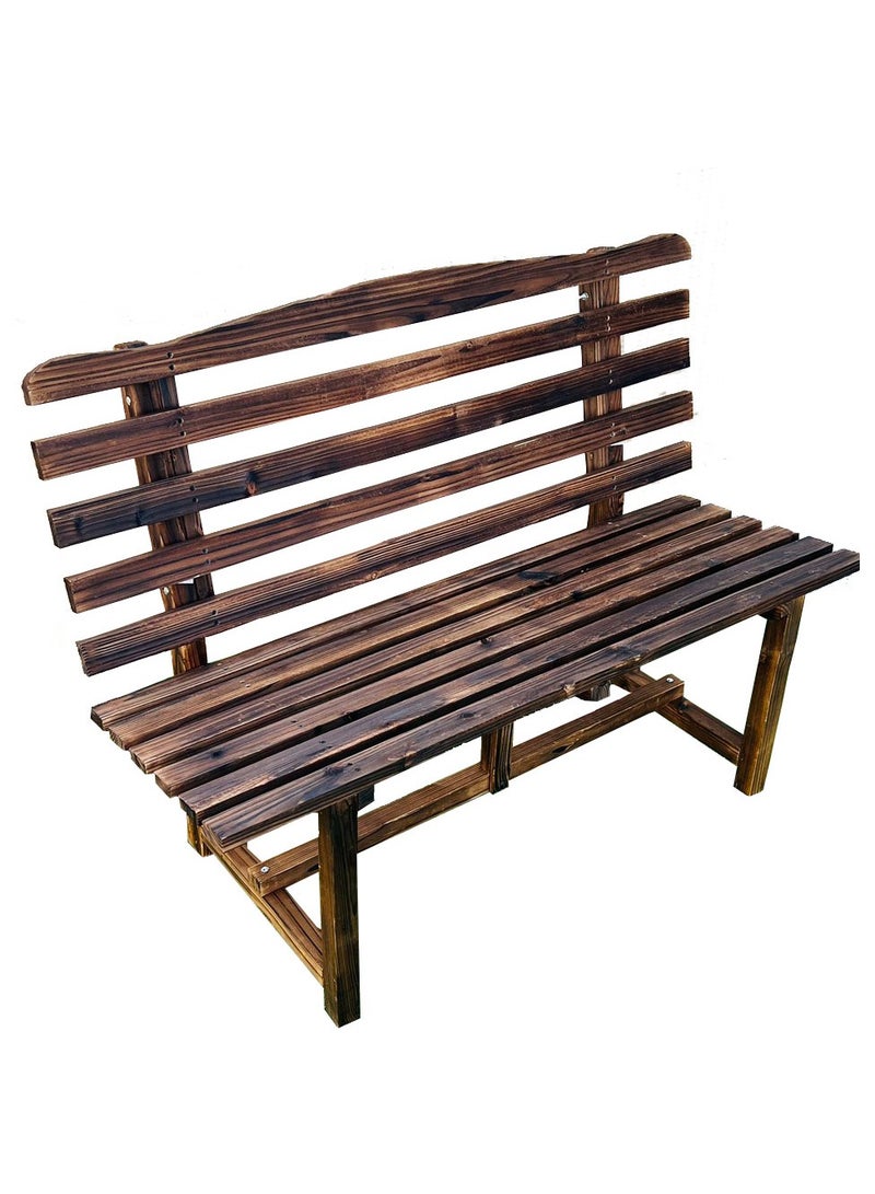 Generic 𝐅𝐅𝐃 Acacia Wooden Bench for Outdoor Patio Furniture Height – 45cm, Width – 120cm, Length – 35cm., Garden Bench with Backrest  – Durable & Elegant Park Bench with Oil Finish - Image 1