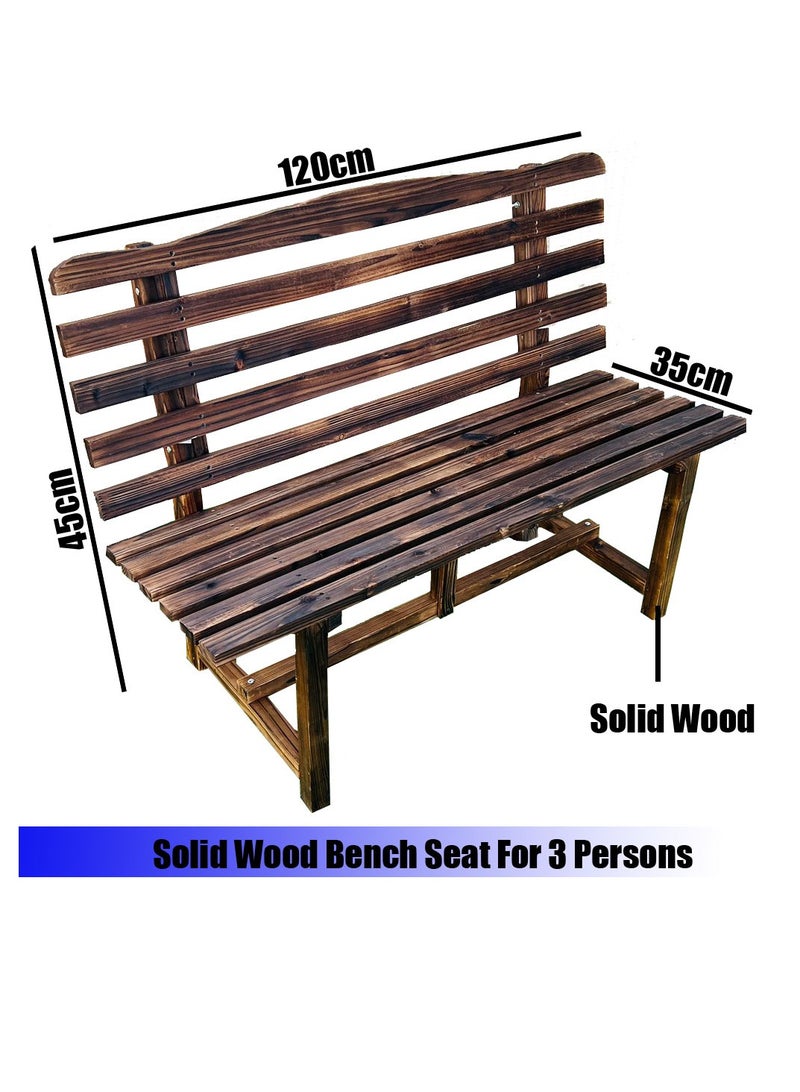 Generic 𝐅𝐅𝐃 Acacia Wooden Bench for Outdoor Patio Furniture Height – 45cm, Width – 120cm, Length – 35cm., Garden Bench with Backrest  – Durable & Elegant Park Bench with Oil Finish - Image 2