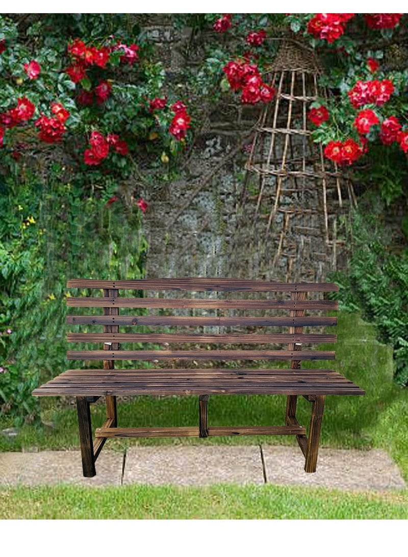 Generic 𝐅𝐅𝐃 Acacia Wooden Bench for Outdoor Patio Furniture Height – 45cm, Width – 120cm, Length – 35cm., Garden Bench with Backrest  – Durable & Elegant Park Bench with Oil Finish - Image 4