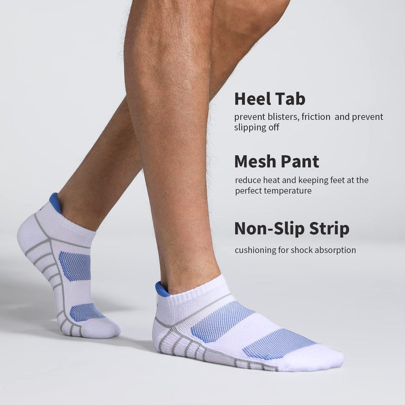 Lapulas Mens Socks Performance Running Low Cut Cushioned Sports Tab Ankle Socks 6Pairs Medium - Image 2