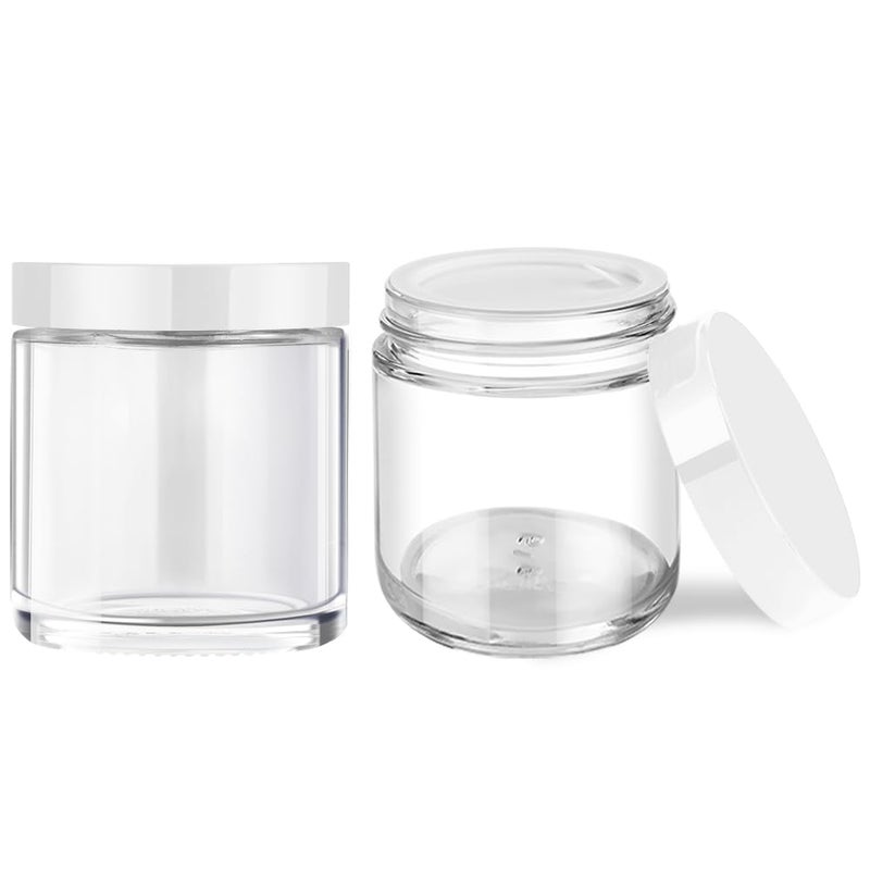 Tecohouse 2 Pack Small Glass Jar with Lid, Tecohouse 4 oz Glass Jars with Stickers, Glass Lotion Jars with Lids & Inner Liners, Toiletries Container for Slime, Makeup, Cream, Lotion, Cosmetic - Image 1