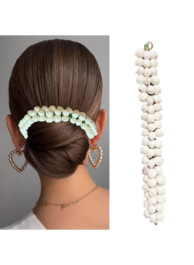 VIVIAN Flower Gajra Bun Juda Maker Mogra Gajra Hair Accessories For Women and Girls, Pack of 2, White - Image 1