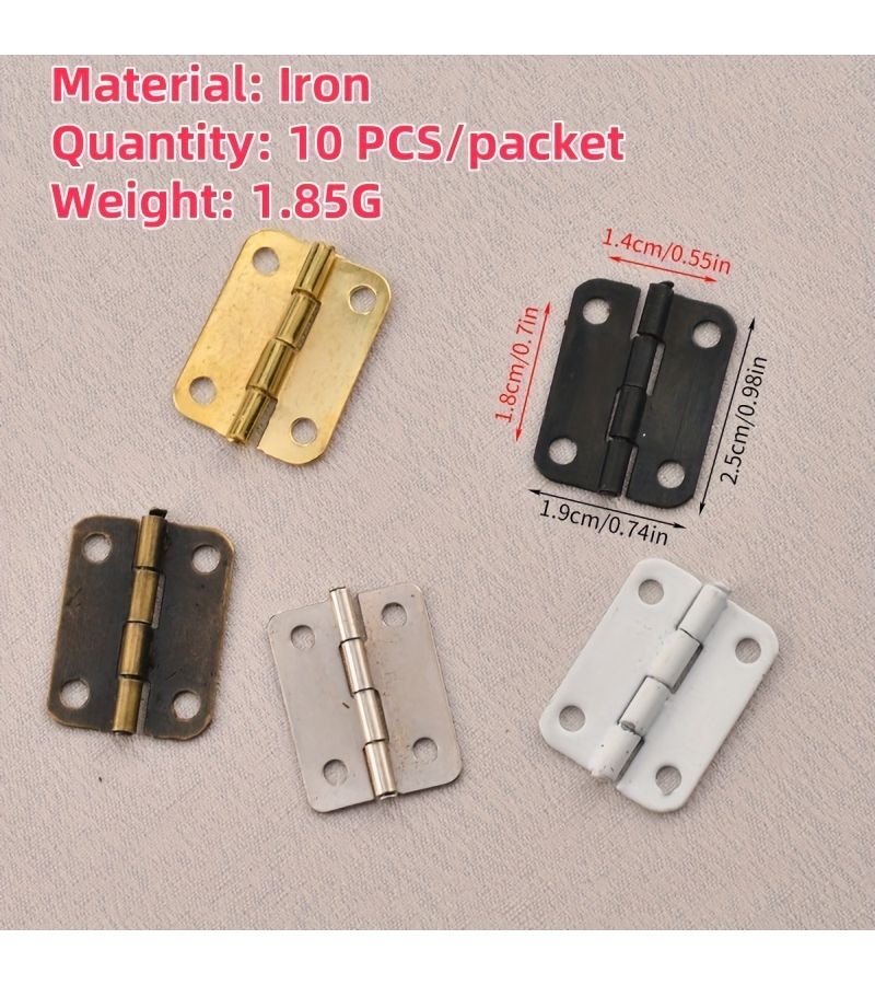 10 Yellow Retro Decorative Hinges with Screws for Wooden Box Jewelry Cabinet - Image 2