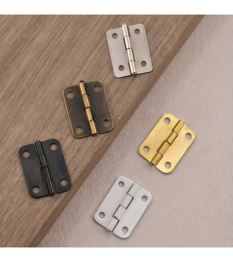 10 Yellow Retro Decorative Hinges with Screws for Wooden Box Jewelry Cabinet - Image 1