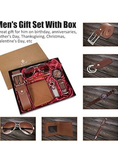 JESOU 6-in-1 Deluxe Gift Set: Sunglasses, Belt, Wallet, Keychain, Signature Pen, and Large Dial Quartz Watch.  - Image 4