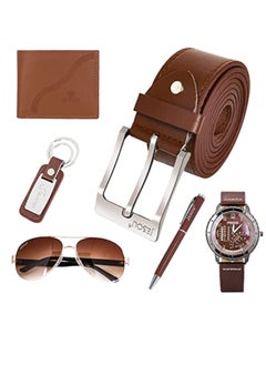 JESOU 6-in-1 Deluxe Gift Set: Sunglasses, Belt, Wallet, Keychain, Signature Pen, and Large Dial Quartz Watch.  - Image 5