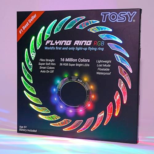 TOSY Flying Ring - 36 RGB Multicolor LEDs, Super Bright, Lost Mode, Auto Light Up, Christmas Stocking Stuffers Gift for Kid/Teen/Boy/Girl, Safe, Waterproof, Pool/Beach/Camping Toy - Image 4