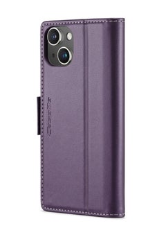 Generic Case for Iphone 13 Mini Butterfly Buckle Litchi Texture Rfid Anti Theft Leather Phone Case Pearly Purple  - Image 3