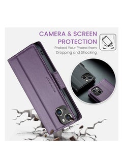 Generic Case for Iphone 13 Mini Butterfly Buckle Litchi Texture Rfid Anti Theft Leather Phone Case Pearly Purple  - Image 5