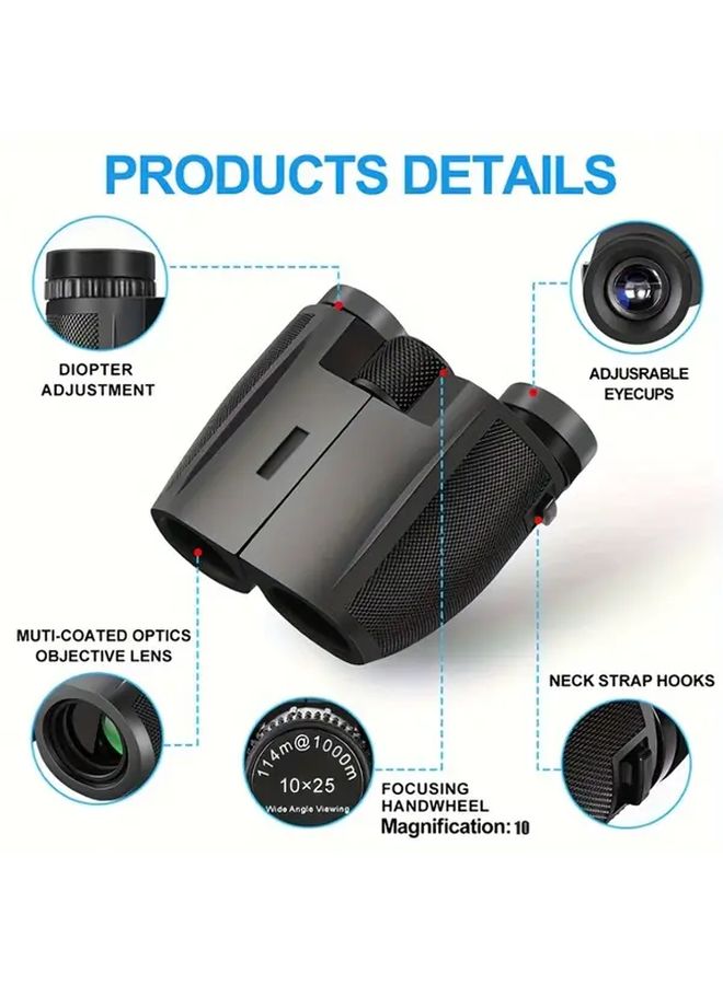 Black 10x42 HD Binoculars Portable Foldable Telescopes for Hunting Bird Watching - Image 3