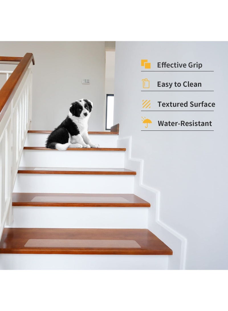 Y&D 24Inx4In Clear Stair Treads Non Slip pad for Wooden Steps 15 Pack, Anti Grips Wood Floors, Indoor no trace Skid Tape Kids Elders and Pets, reusable  - Image 2
