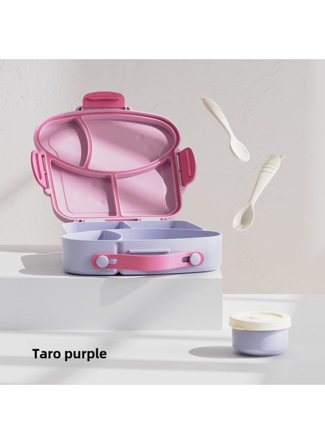 Children's Lunch Box Can Enter Microwave Special Box Plastic Taste-proof Food Storage Box With Fork And Spoon Student Lunch Box-Specifications:Taro Purple (heat Shrinkable Film)  - Image 1