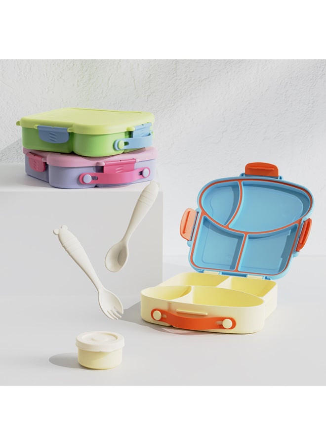 Children's Lunch Box Can Enter Microwave Special Box Plastic Taste-proof Food Storage Box With Fork And Spoon Student Lunch Box-Specifications:Taro Purple (heat Shrinkable Film)  - Image 2