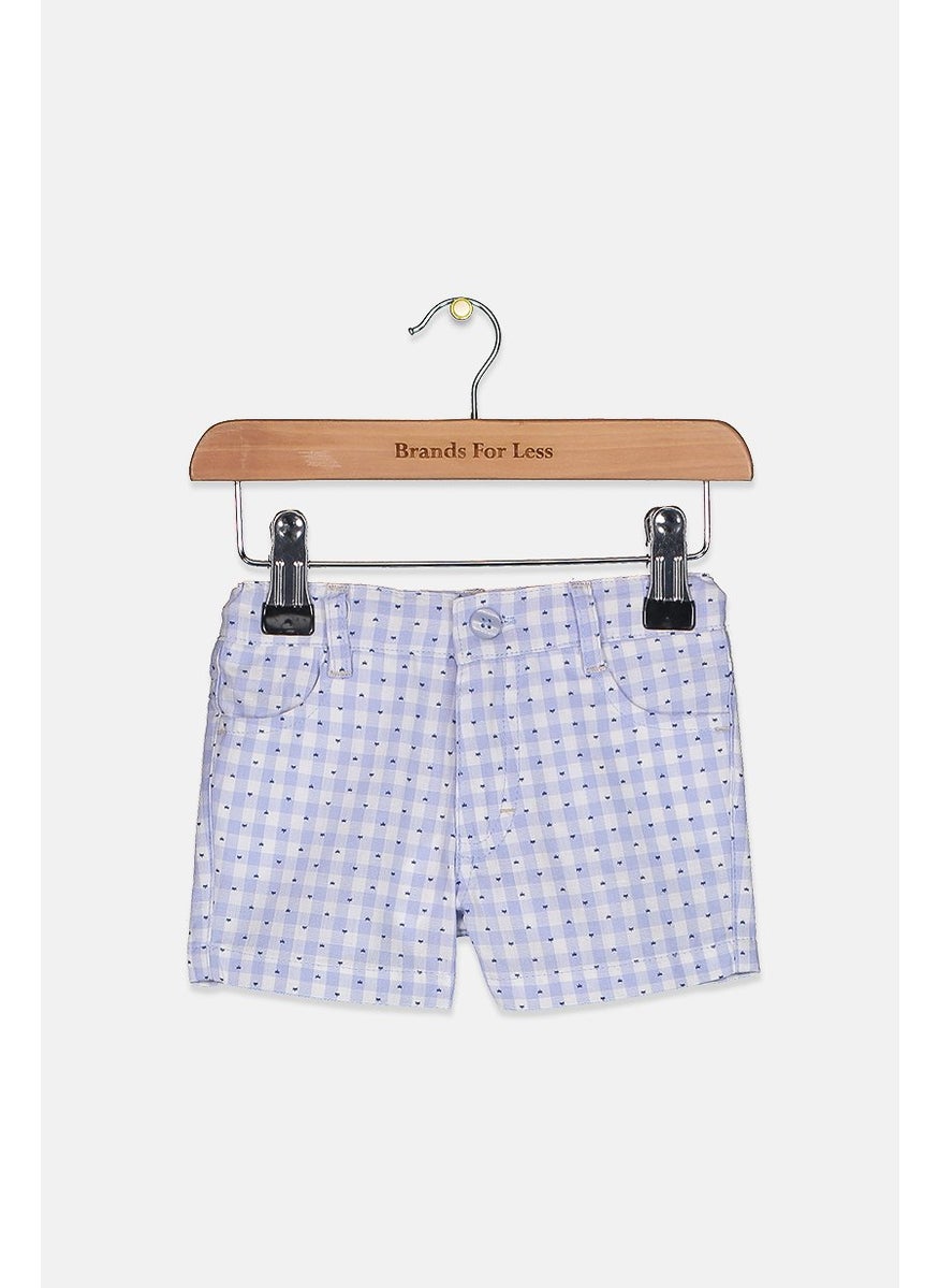 Tutto Piccolo - Toddlers Girl Printed Short, Blue and White - Image 1
