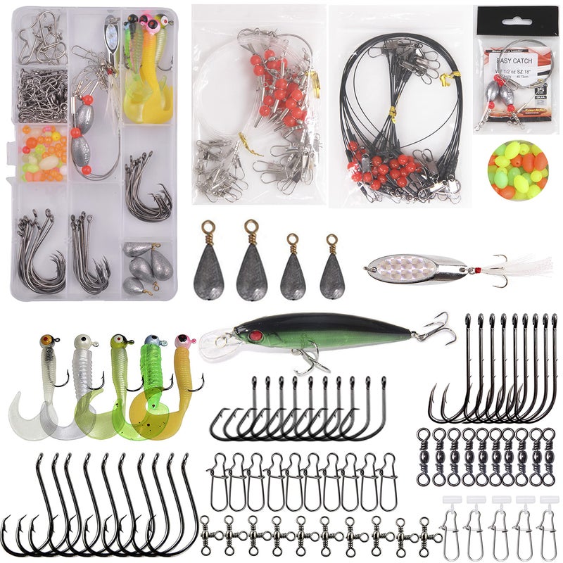 Shaddock Fishing Saltwater Fishing Tackle Kit with Tackle Box Includes Surf Fishing Leader Rigs Swimbait Lures Hook Swivels Fish Finder Rig Sinker Weights Fishing Gear and Equipment Gift for Men 138 Kit - Image 2