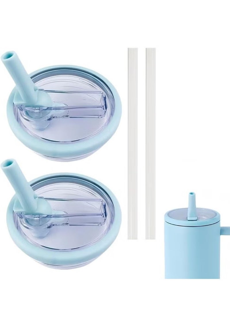 2 Pack 40 oz Tumbler Flip Straw Lid Replacement fit for Stanley Quencher, Spill Proof Splash Resistant Tumbler Lids,Reusable Leak Proof Tumbler Cover for Stanley Cup Accessories(Sky Blue)  - Image 1