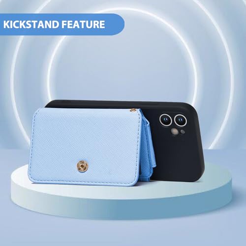 M-Plateau RFID Blocking Phone Wallet Stick on Leather, Card Holder for Phone Case Attachable Credit Card Holder (Compatible with Most Smartphones) Sky Blue - Image 5