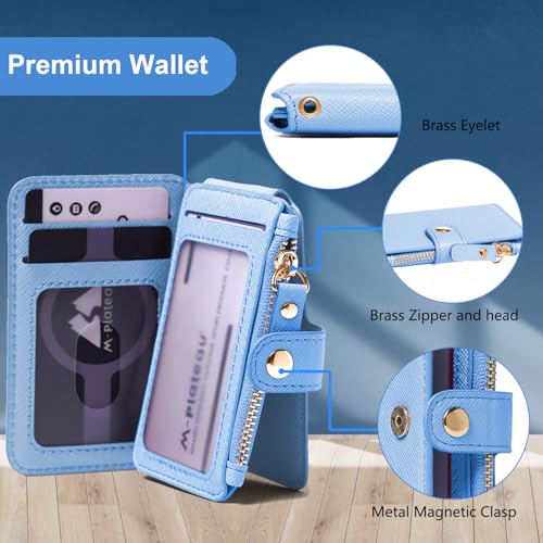 M-Plateau RFID Blocking Phone Wallet Stick on Leather, Card Holder for Phone Case Attachable Credit Card Holder (Compatible with Most Smartphones) Sky Blue - Image 3