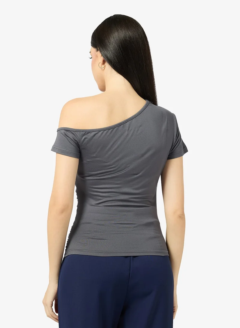 ELLA Aysmmetric Neck Fittted Top