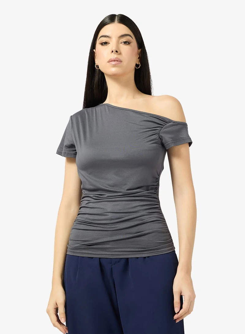 ELLA Aysmmetric Neck Fittted Top