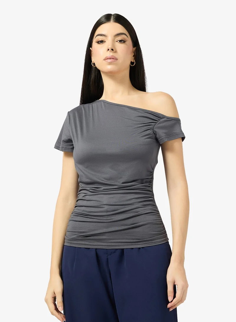 ELLA Aysmmetric Neck Fittted Top