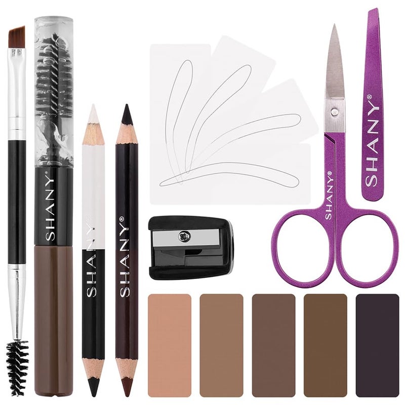 SHANY Brow Chicka Brow Eyebrow Set - 17 Piece Eyebrow Makeup Kit with Brow Powder, Brow Gel, Dual Ended Pencils, Stencils, Scissors, and Tweezers - All Hair Colors - Image 2