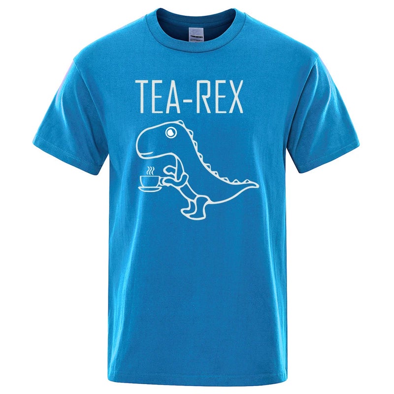 Men Women Tea Rex Funny Dinosaur Drink Coffee Fashion Casual High Quality Street Top T-Shirt - Image 1