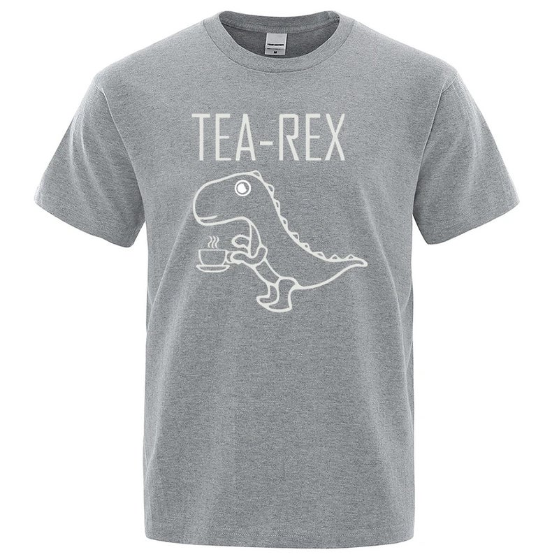 Men Women Tea Rex Funny Dinosaur Drink Coffee Fashion Casual High Quality Street Top T-Shirt - Image 4