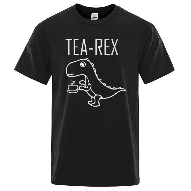 Men Women Tea Rex Funny Dinosaur Drink Coffee Fashion Casual High Quality Street Top T-Shirt - Image 2