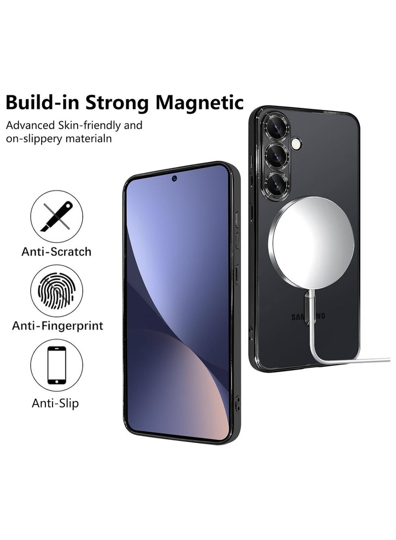 Magnetic Clear Slim Case for Samsung Galaxy A56 Full Camera Protector Anti-Yellowing Shockproof Compatible with MagSafe Cover Designed- Black  - Image 4